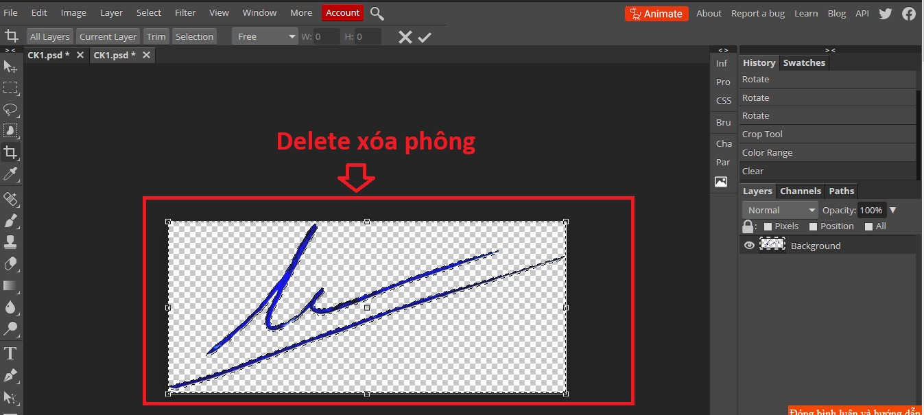 Hướng dẫn xóa nền ảnh chữ ký có nền trong suốt