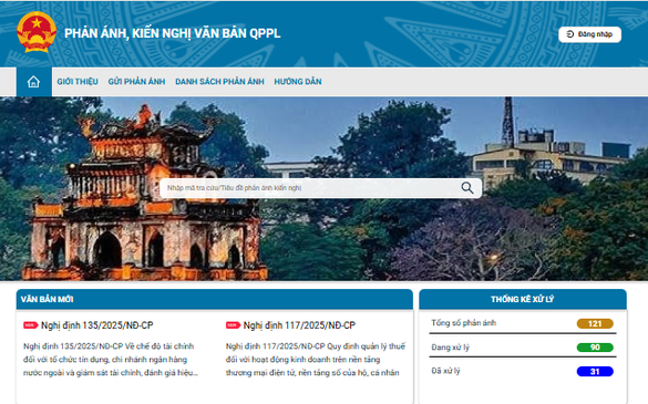 Trước 20/6/2025, hoàn thành tích hợp Hệ thống thông tin tiếp nhận, xử lý phản ánh, kiến nghị về VBQPPL với Cổng TTĐT bộ, ngành, địa phương.